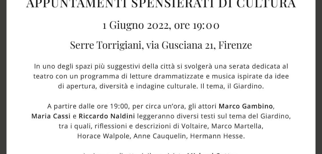 Locandina Appuntamenti spensierati di cultura 1 giu 2022 Serre Torrigiani